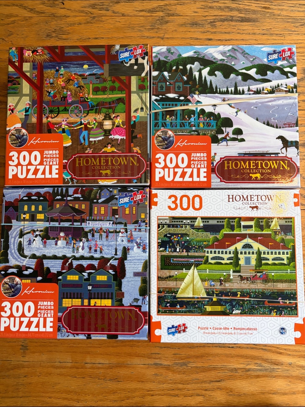 Lot of 4 Heronimo Hometown Collection  300-Piece Jigsaw Puzzles - Multi-Color